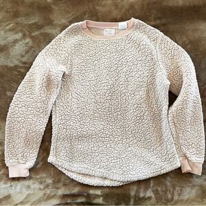 The Cozy Corner Girls Soft Cream Sherpa Flannel Pullover Layering Size M8-10